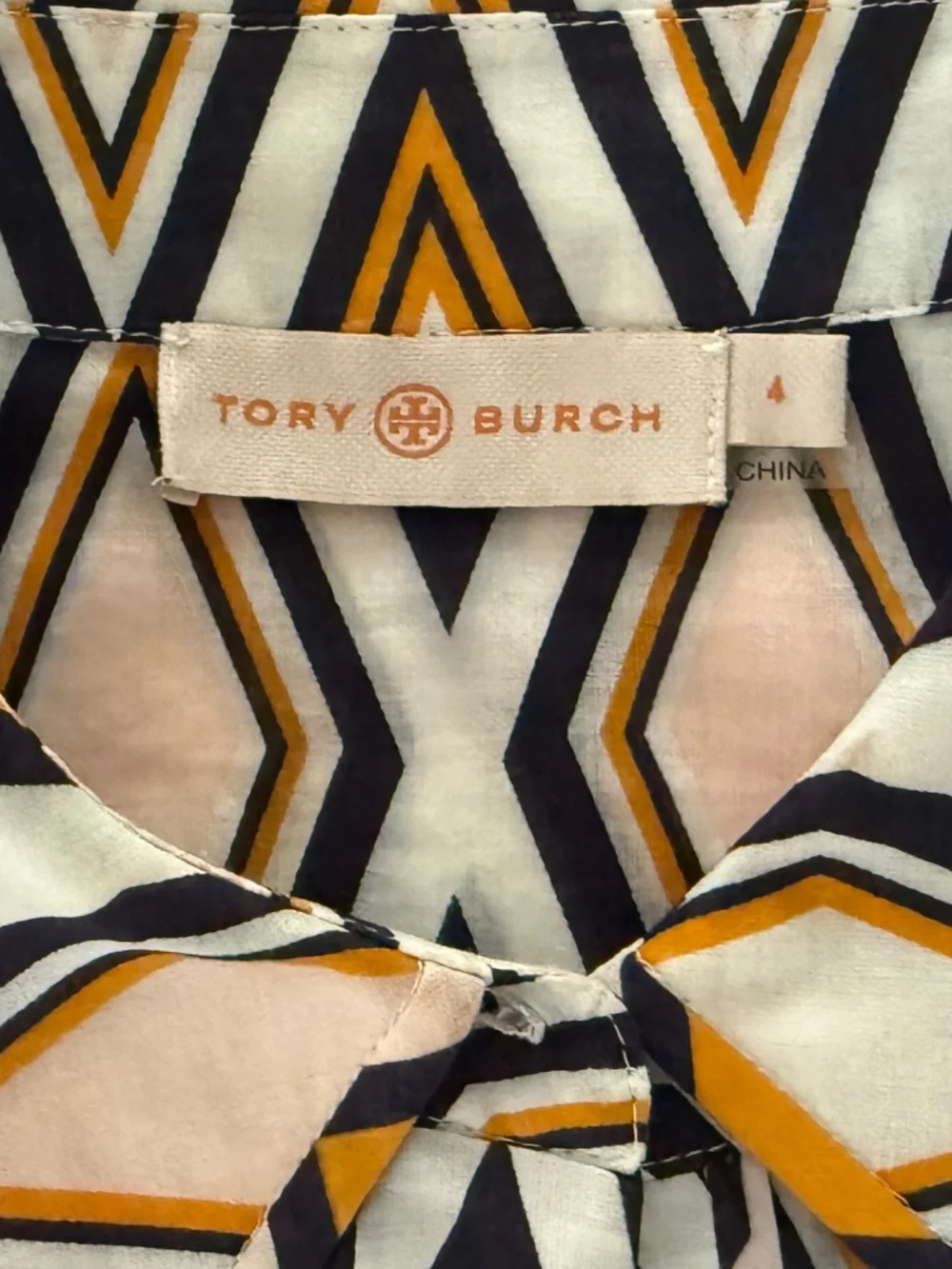 Tory Burch Short Sleeve Button Up Blouse, Size 4